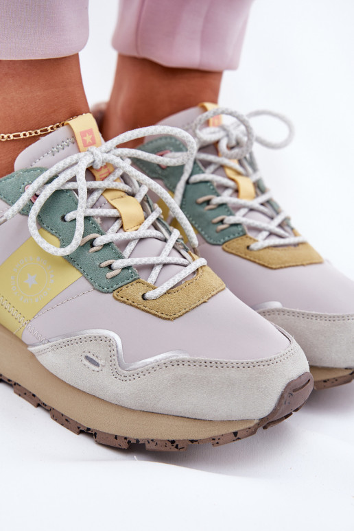 iš zomšos Sneakers modelio batai Moteriškas Big Star RR274244 HI-POLY SYSTEM pilka-geltonos spalvos iš zomšos Sneakers modelio batai Moteriškas Big Star RR274244 HI-POLY SYSTEM pilka-geltonos spalvos