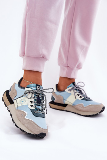 iš zomšos Sneakers modelio batai Moteriškas Big Star RR274245 HI-POLY SYSTEM pilka-mėlynos spalvos