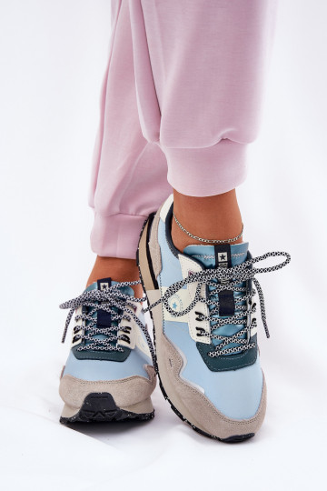 iš zomšos Sneakers modelio batai Moteriškas Big Star RR274245 HI-POLY SYSTEM pilka-mėlynos spalvos 2