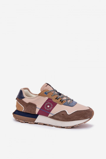 iš zomšos Sneakers modelio batai Vyriški su platforma Big Star RR174475 Hi-Poly System smėlio spalvos