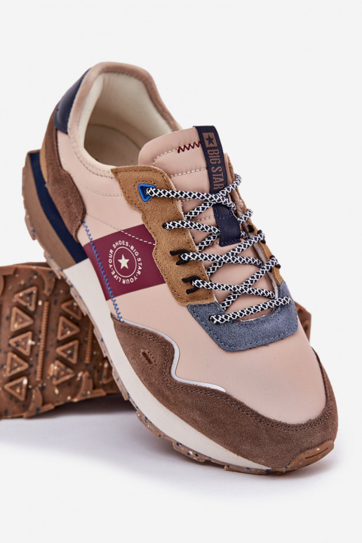 iš zomšos Sneakers modelio batai Vyriški su platforma Big Star RR174475 Hi-Poly System smėlio spalvos iš zomšos Sneakers modelio batai Vyriški su platforma Big Star RR174475 Hi-Poly System smėlio spalvos