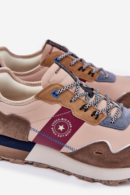 iš zomšos Sneakers modelio batai Vyriški su platforma Big Star RR174475 Hi-Poly System smėlio spalvos iš zomšos Sneakers modelio batai Vyriški su platforma Big Star RR174475 Hi-Poly System smėlio spalvos