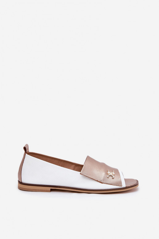 Oda Elegantiško stiliaus BalerinossuOdkrytymi Palcami Zazoo 1865 Baltos-aukso spalvos Oda Elegantiško stiliaus BalerinossuOdkrytymi Palcami Zazoo 1865 Baltos-aukso spalvos