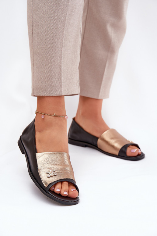 Oda Elegantiško stiliaus BalerinossuOdkrytymi Palcami Zazoo 1865 aukso-juodos spalvos Oda Elegantiško stiliaus BalerinossuOdkrytymi Palcami Zazoo 1865 aukso-juodos spalvos