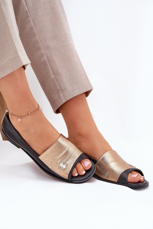 Oda Elegantiško stiliaus BalerinossuOdkrytymi Palcami Zazoo 1865 aukso-juodos spalvos Oda Elegantiško stiliaus BalerinossuOdkrytymi Palcami Zazoo 1865 aukso-juodos spalvos