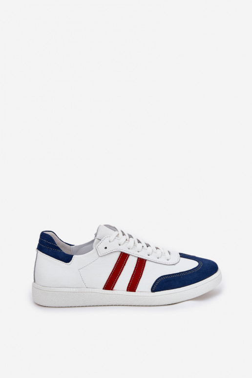 Zazoo N1068 Oda Žemas Sneakers modelio batai Moteriškas Baltos-tamsiai mėlynos spalvos Zazoo N1068 Oda Žemas Sneakers modelio batai Moteriškas Baltos-tamsiai mėlynos spalvos