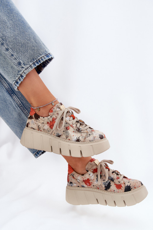 Oda Sneakers modelio batai su platforma Tai turiciejka 06891-18 smėlio spalvos