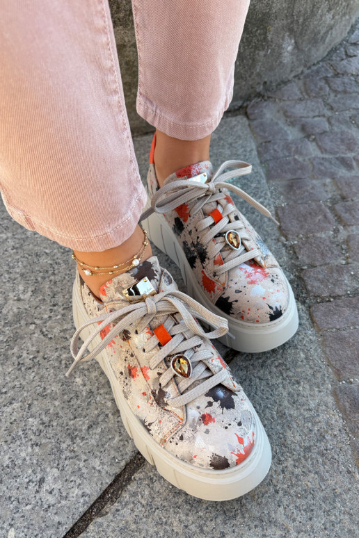 Oda Sneakers modelio batai su platforma Tai turiciejka 06891-18 smėlio spalvos