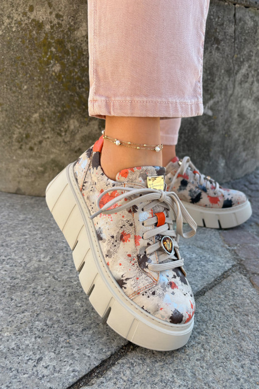 Oda Sneakers modelio batai su platforma Tai turiciejka 06891-18 smėlio spalvos