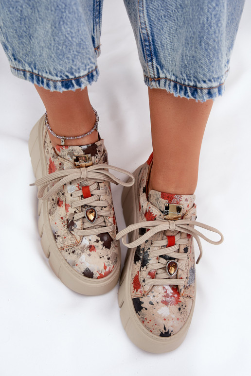 Oda Sneakers modelio batai su platforma Tai turiciejka 06891-18 smėlio spalvos