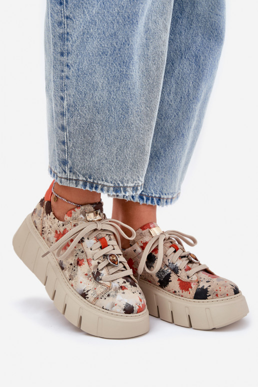 Oda Sneakers modelio batai su platforma Tai turiciejka 06891-18 smėlio spalvos