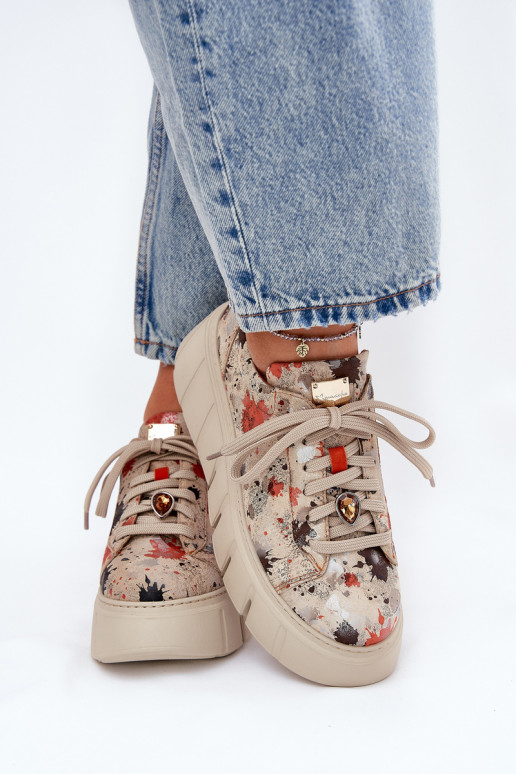 Oda Sneakers modelio batai su platforma Tai turiciejka 06891-18 smėlio spalvos