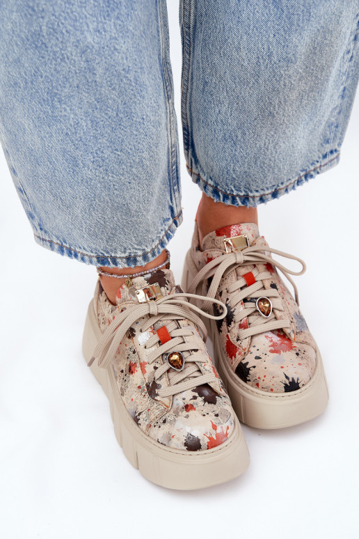 Oda Sneakers modelio batai su platforma Tai turiciejka 06891-18 smėlio spalvos