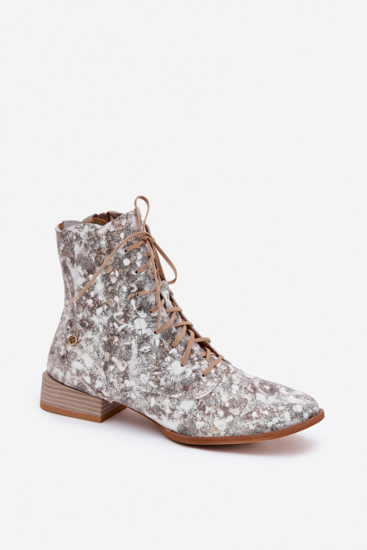 Oda Raštuotas Aulinukai su plačiais kulniukais Tai turiciejka 06391-25 smėlio spalvos