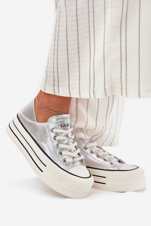 Oda Laisvalaikio bateliai su platforma GOE RR2N4108 sidabro spalvos Oda Laisvalaikio bateliai su platforma GOE RR2N4108 sidabro spalvos