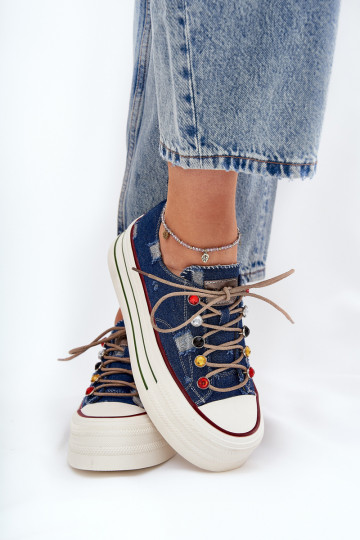 Laisvalaikio bateliai su platforma GOE RR2N4103 tamsiai mėlynos spalvos