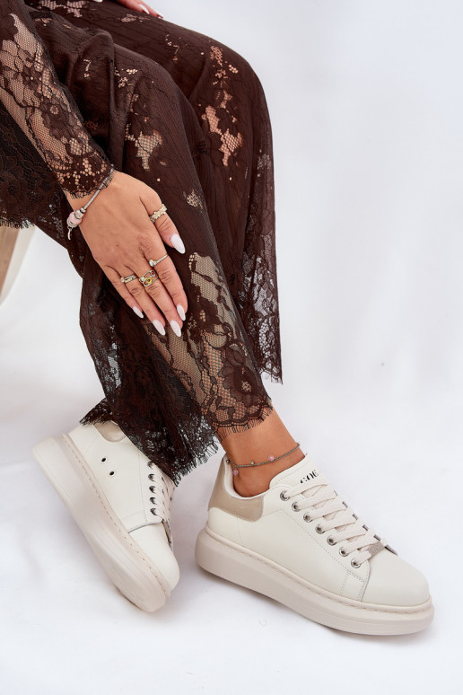 Oda Sneakers modelio batai Moteriškas su platforma GOE RR2N4004 smėlio spalvos