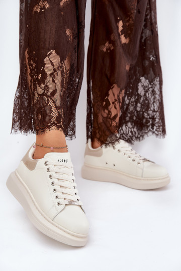 Oda Sneakers modelio batai Moteriškas su platforma GOE RR2N4004 smėlio spalvos 2