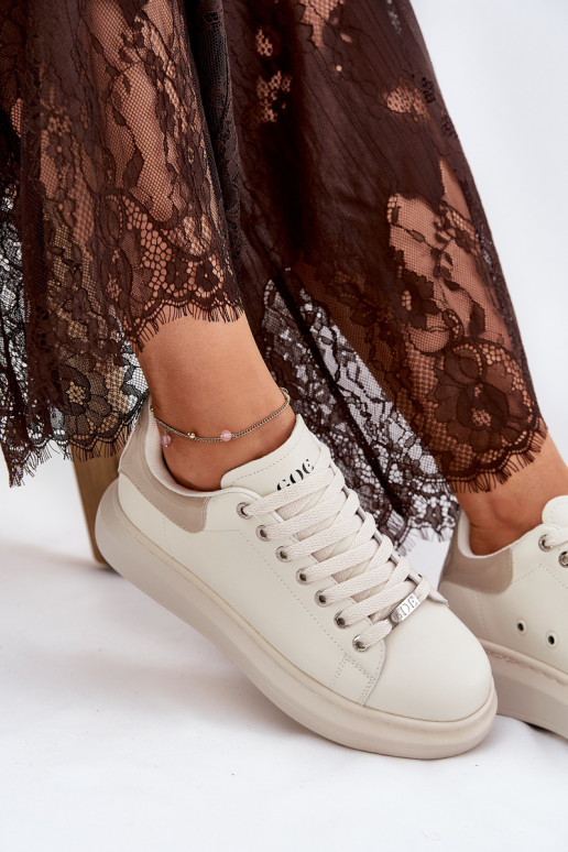 Oda Sneakers modelio batai Moteriškas su platforma GOE RR2N4004 smėlio spalvos