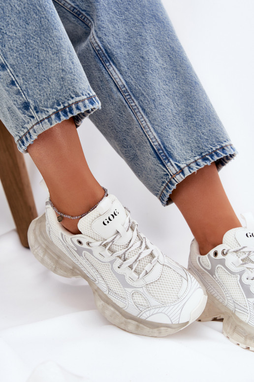 Oda Sneakers modelio batai Moteriškas GOE RR2N4083 smėlio spalvos Oda Sneakers modelio batai Moteriškas GOE RR2N4083 smėlio spalvos