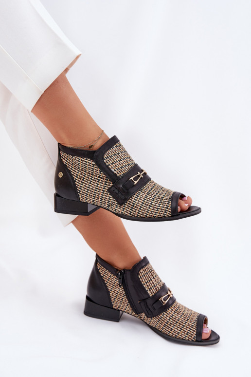 Oda Moteriški aulinukaisuOdkrytymi Palcami Tai turiciejka 06934-39/00-1 Juodos ir-smėlio spalvos Oda Moteriški aulinukaisuOdkrytymi Palcami Tai turiciejka 06934-39/00-1 Juodos ir-smėlio spalvos