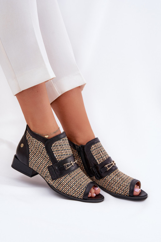 Oda Moteriški aulinukaisuOdkrytymi Palcami Tai turiciejka 06934-39/00-1 Juodos ir-smėlio spalvos Oda Moteriški aulinukaisuOdkrytymi Palcami Tai turiciejka 06934-39/00-1 Juodos ir-smėlio spalvos