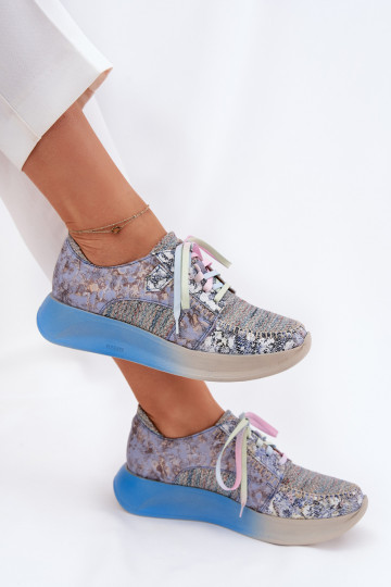 Oda batai Sneakers modelio batai Moteriškas su platforma Tai turiciejka 06776A-06 mėlynos spalvos