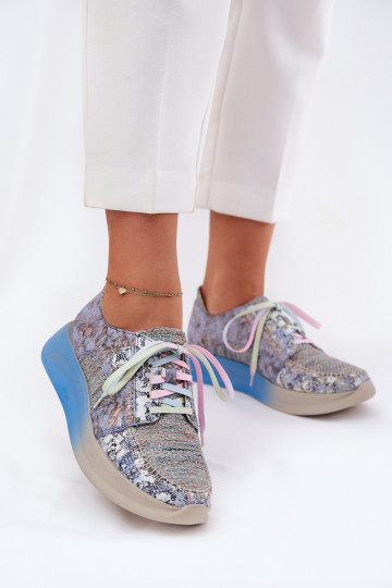 Oda batai Sneakers modelio batai Moteriškas su platforma Tai turiciejka 06776A-06 mėlynos spalvos 2