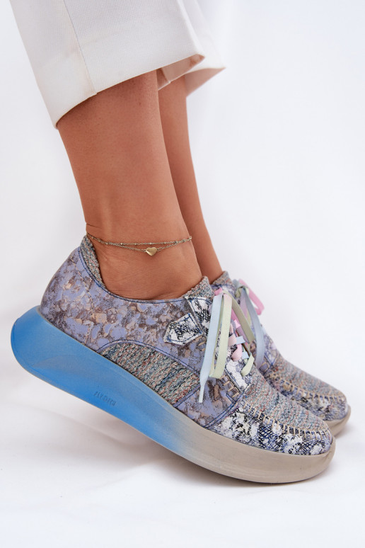 Oda batai Sneakers modelio batai Moteriškas su platforma Tai turiciejka 06776A-06 mėlynos spalvos Oda batai Sneakers modelio batai Moteriškas su platforma Tai turiciejka 06776A-06 mėlynos spalvos