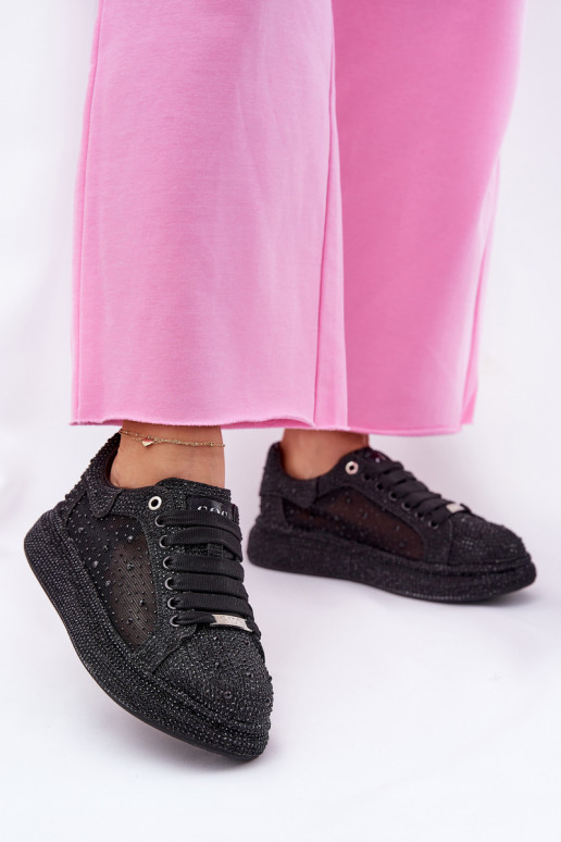 Dekoruotos Sneakers modelio batai su platforma GOE NN2N4021 juodos spalvos