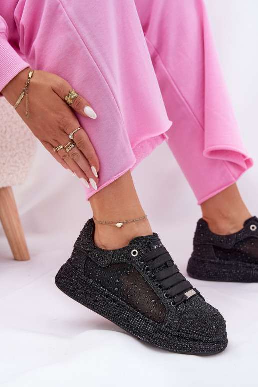 Dekoruotos Sneakers modelio batai su platforma GOE NN2N4021 juodos spalvos