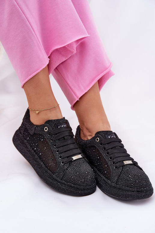 Dekoruotos Sneakers modelio batai su platforma GOE NN2N4021 juodos spalvos