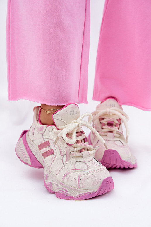 Oda Sneakers modelio batai Moteriškas GOE RR2N4038 rožinės spalvos Oda Sneakers modelio batai Moteriškas GOE RR2N4038 rožinės spalvos