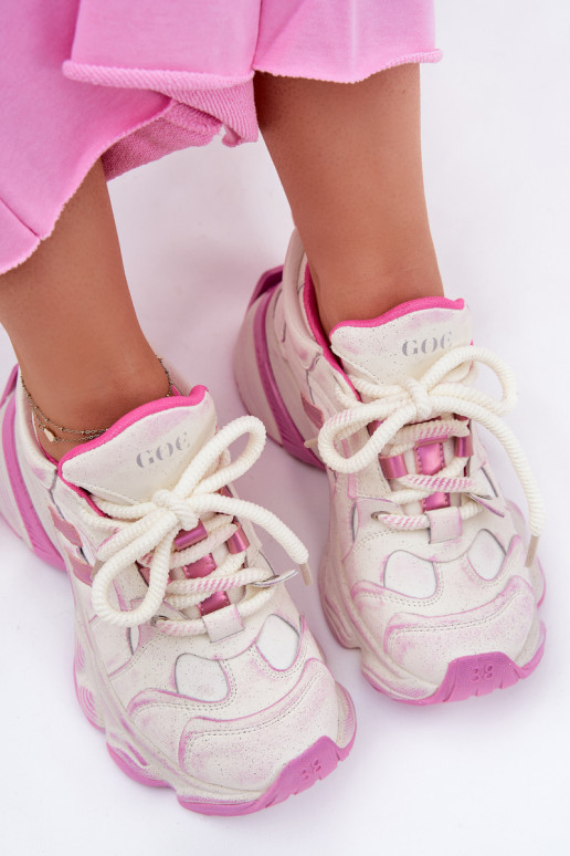 Oda Sneakers modelio batai Moteriškas GOE RR2N4038 rožinės spalvos Oda Sneakers modelio batai Moteriškas GOE RR2N4038 rožinės spalvos