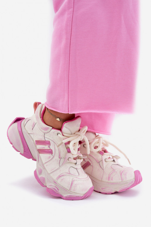 Oda Sneakers modelio batai Moteriškas GOE RR2N4038 rožinės spalvos Oda Sneakers modelio batai Moteriškas GOE RR2N4038 rožinės spalvos