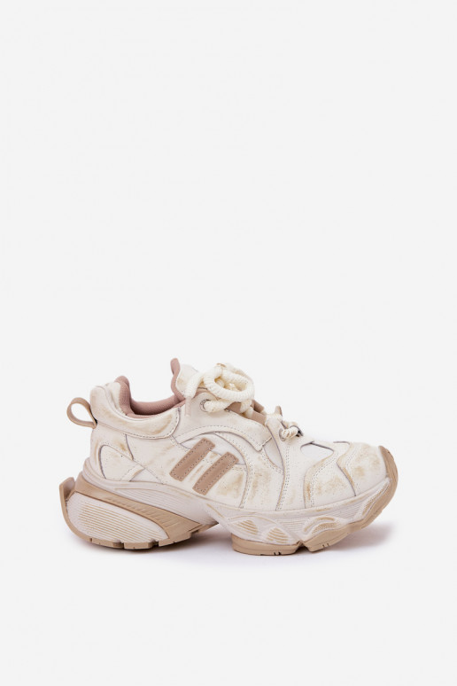 Oda Sneakers modelio batai Moteriškas GOE RR2N4037 smėlio spalvos Oda Sneakers modelio batai Moteriškas GOE RR2N4037 smėlio spalvos