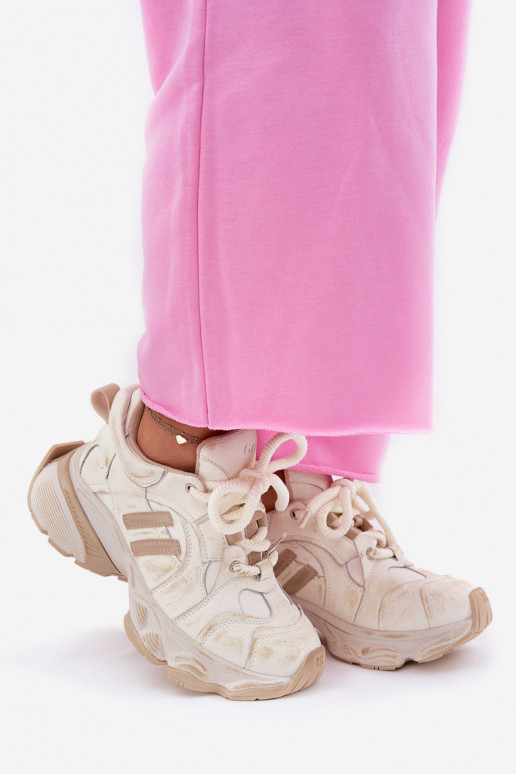 Oda Sneakers modelio batai Moteriškas GOE RR2N4037 smėlio spalvos Oda Sneakers modelio batai Moteriškas GOE RR2N4037 smėlio spalvos