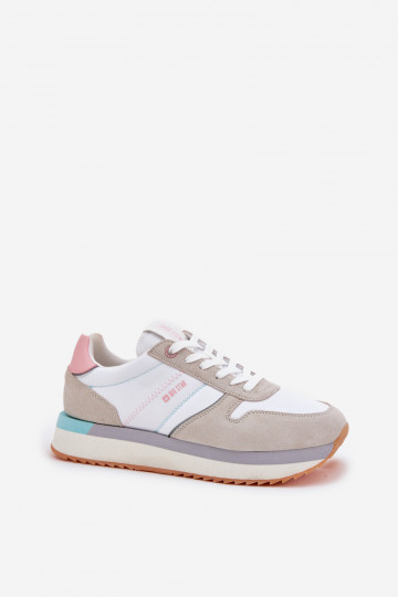 iš zomšos Sneakers modelio batai Moteriškas Big Star RR274A047 HI-POLY SYSTEM smėlio spalvos-baltos spalvos 2