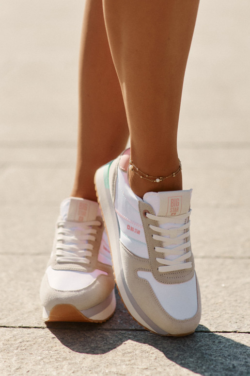 iš zomšos Sneakers modelio batai Moteriškas Big Star RR274A047 HI-POLY SYSTEM smėlio spalvos-baltos spalvos iš zomšos Sneakers modelio batai Moteriškas Big Star RR274A047 HI-POLY SYSTEM smėlio spalvos-baltos spalvos