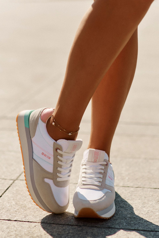 iš zomšos Sneakers modelio batai Moteriškas Big Star RR274A047 HI-POLY SYSTEM smėlio spalvos-baltos spalvos iš zomšos Sneakers modelio batai Moteriškas Big Star RR274A047 HI-POLY SYSTEM smėlio spalvos-baltos spalvos