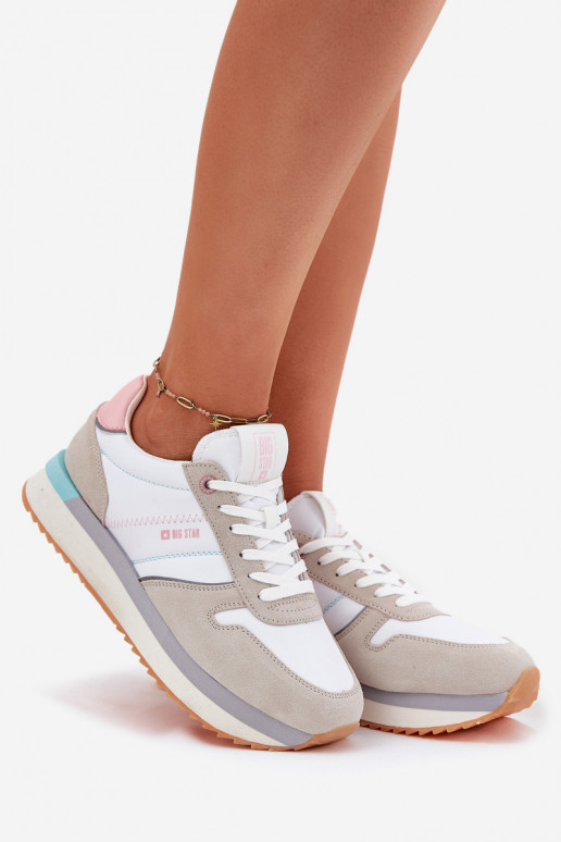 iš zomšos Sneakers modelio batai Moteriškas Big Star RR274A047 HI-POLY SYSTEM smėlio spalvos-baltos spalvos iš zomšos Sneakers modelio batai Moteriškas Big Star RR274A047 HI-POLY SYSTEM smėlio spalvos-baltos spalvos