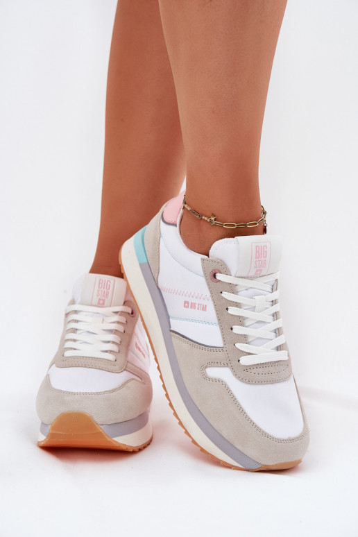 iš zomšos Sneakers modelio batai Moteriškas Big Star RR274A047 HI-POLY SYSTEM smėlio spalvos-baltos spalvos iš zomšos Sneakers modelio batai Moteriškas Big Star RR274A047 HI-POLY SYSTEM smėlio spalvos-baltos spalvos