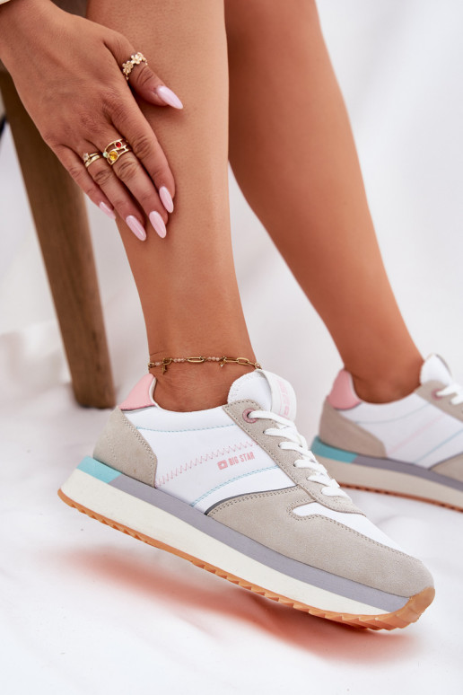 iš zomšos Sneakers modelio batai Moteriškas Big Star RR274A047 HI-POLY SYSTEM smėlio spalvos-baltos spalvos iš zomšos Sneakers modelio batai Moteriškas Big Star RR274A047 HI-POLY SYSTEM smėlio spalvos-baltos spalvos