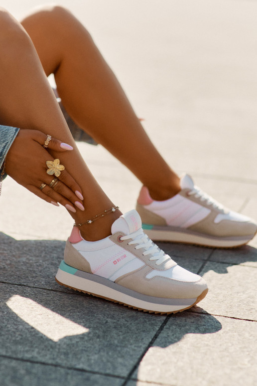 iš zomšos Sneakers modelio batai Moteriškas Big Star RR274A047 HI-POLY SYSTEM smėlio spalvos-baltos spalvos iš zomšos Sneakers modelio batai Moteriškas Big Star RR274A047 HI-POLY SYSTEM smėlio spalvos-baltos spalvos