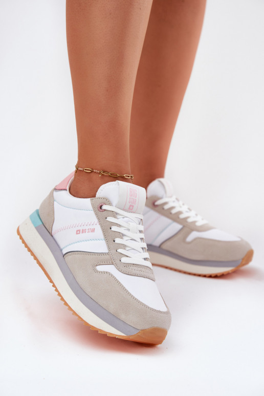 iš zomšos Sneakers modelio batai Moteriškas Big Star RR274A047 HI-POLY SYSTEM smėlio spalvos-baltos spalvos iš zomšos Sneakers modelio batai Moteriškas Big Star RR274A047 HI-POLY SYSTEM smėlio spalvos-baltos spalvos