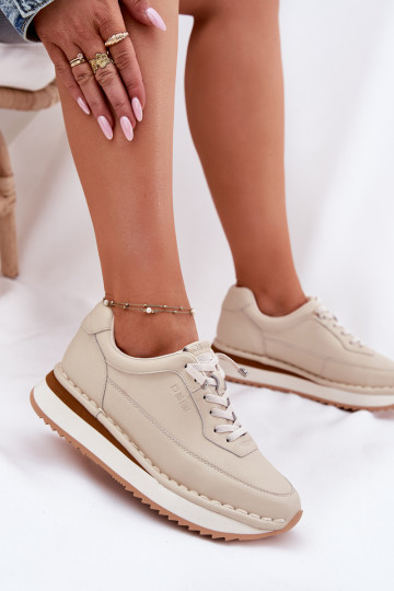 Oda Sneakers modelio batai Moteriškas su platforma Big Star RR274A334 smėlio spalvos