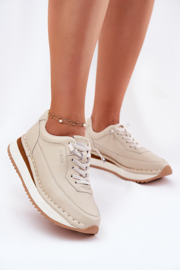 Oda Sneakers modelio batai Moteriškas su platforma Big Star RR274A334 smėlio spalvos 2