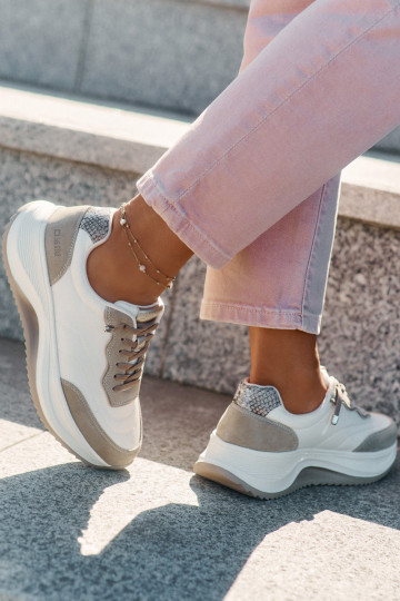 iš zomšos Sneakers modelio batai Moteriškas su platforma Big Star RR274A344 HI-POLY SYSTEM smėlio spalvos