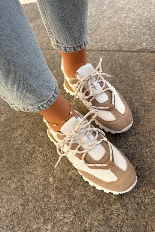 Oda batai Sneakers modelio batai Moteriškas Artiker 56C1738 smėlio spalvos-aukso spalvos Oda batai Sneakers modelio batai Moteriškas Artiker 56C1738 smėlio spalvos-aukso spalvos