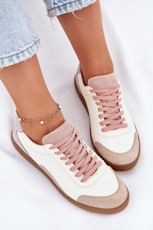 Oda Sneakers modelio batai Moteriškas Zazoo N1220 baltos spalvos Oda Sneakers modelio batai Moteriškas Zazoo N1220 baltos spalvos